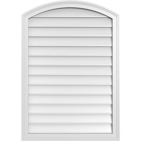 Ekena Millwork Arch Top Surface Mount PVC Gable Vent: Functional, w/ 2"W x 1-1/2"P Brickmould Frame, 28"W x 40"H GVPAR28X4002SF